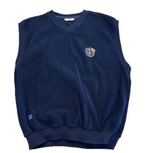 Rare Vtg Glenmuir Men's Sweater Vest XL Navy Blue Ryder Cup Golf 2001